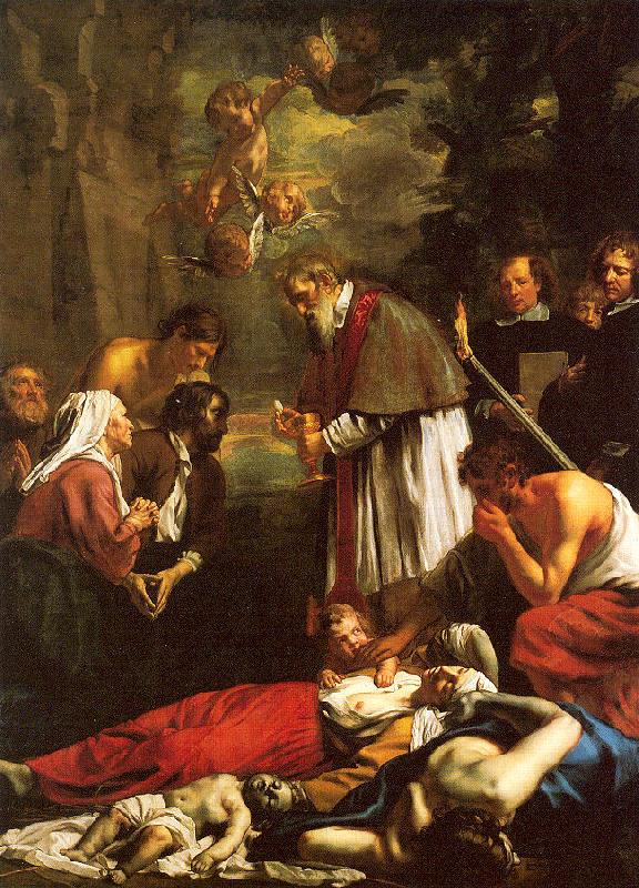 Oost, Jacob van the Younger St. Macaire of Ghent Tending the Plague-Stricken France oil painting art
